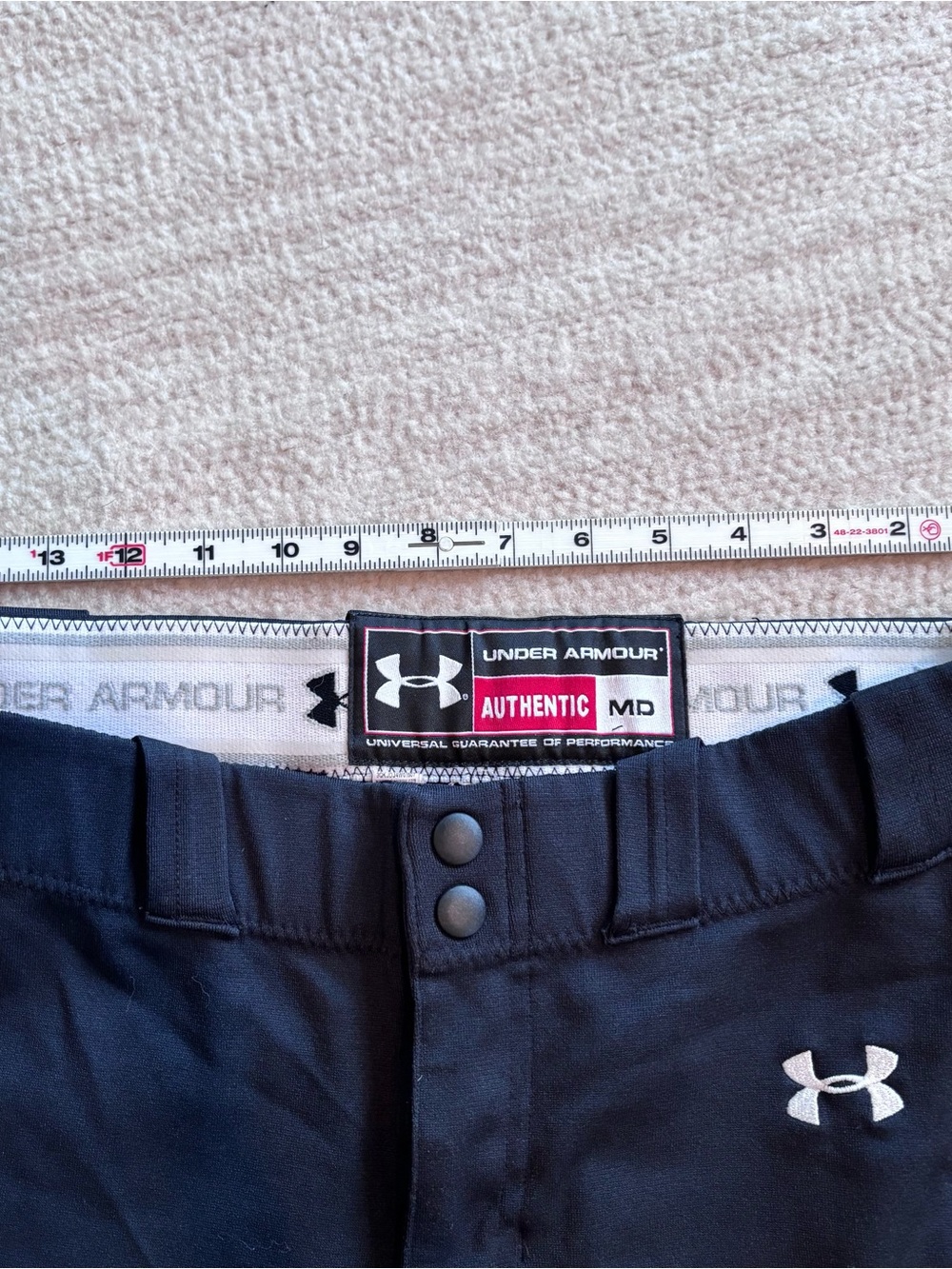 Under Armour Softball Cropped Black Athletic Pants with Silver Logo - Picture 6 of 9
